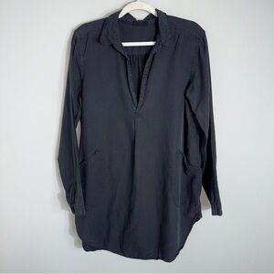 CP Shades Cotton Silk Blend Tunic-Dark Gray-Long Sleeves-Lagenlook-Medium